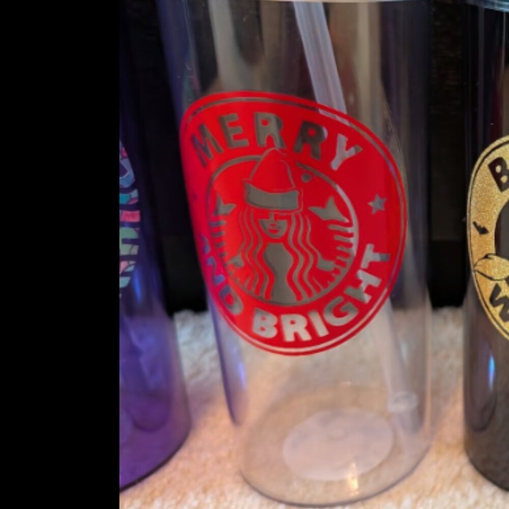 Starbucks decal 16 oz custom tumbler cup merry & bright mermaid